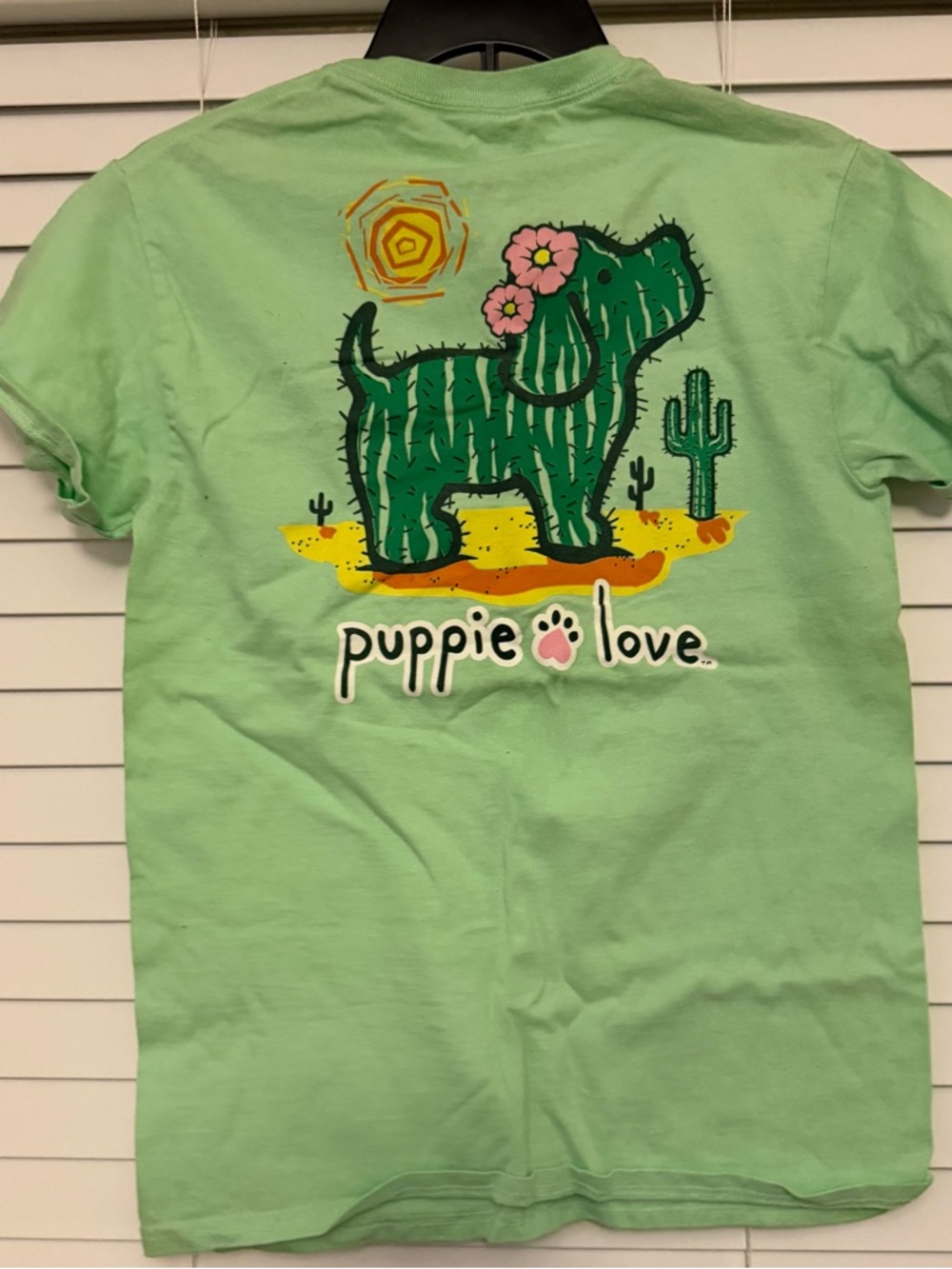 Puppie Love Graphic Tee | Cactus Dog | Green | Girls Size XL
